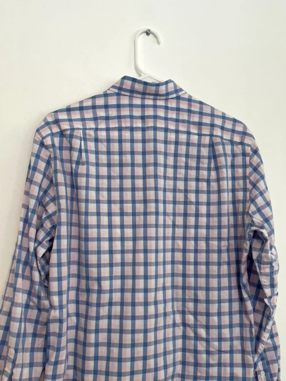 J. CREW Factory Mens Slim Untucked Flex Performance Casual Shirt Blue Pink Plaid